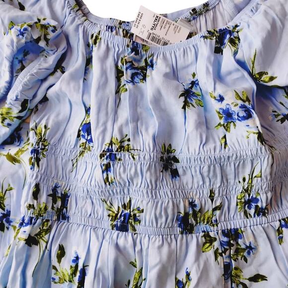 NWT Children's Place Girls XXL Size 16 Dress Blue Floral Smocked Babydoll - Picture 6 of 7